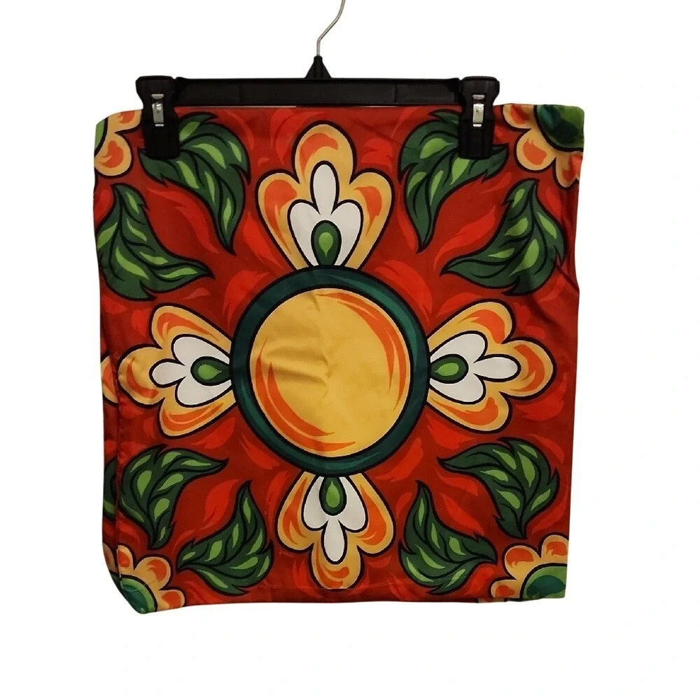 2 for $15 Two 17" Square Vibrant Red and Green Pillow Covers With Zippers - Picture 3 of 8